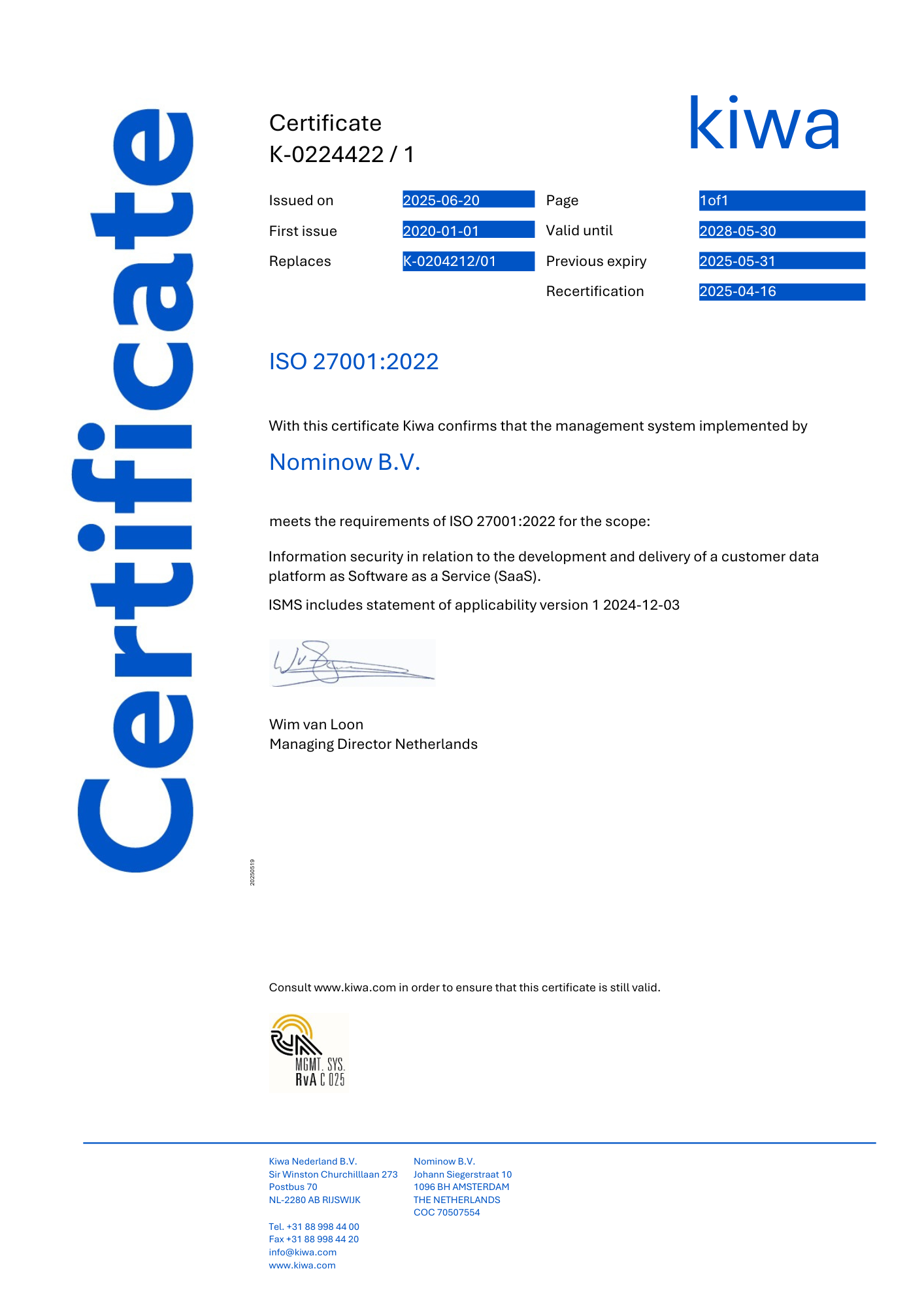 Certificate K 0224422 Nominow Bv Iso 27001 Eng 1 Pdf